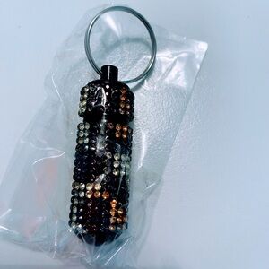 Sparkling Rhinestone Medication Holder Keychain